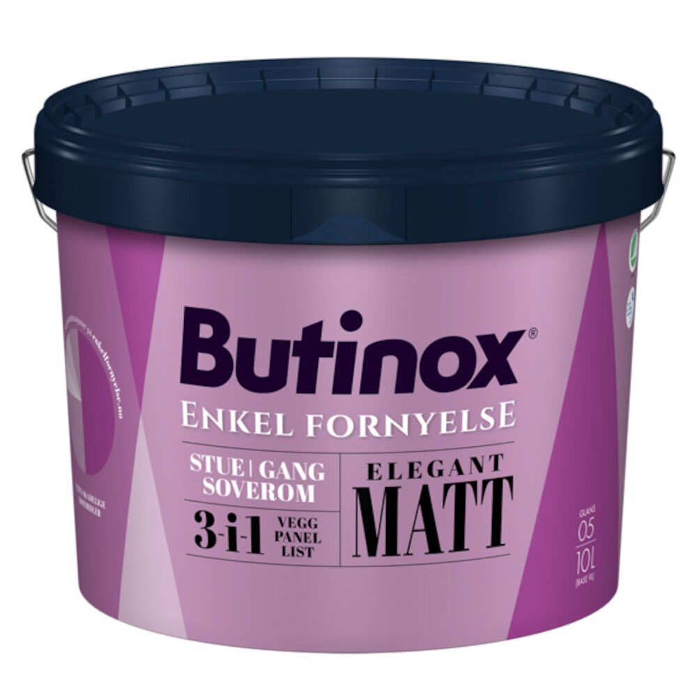 Butinox Stue Gang Soverom - Hvit base Matt 9 l