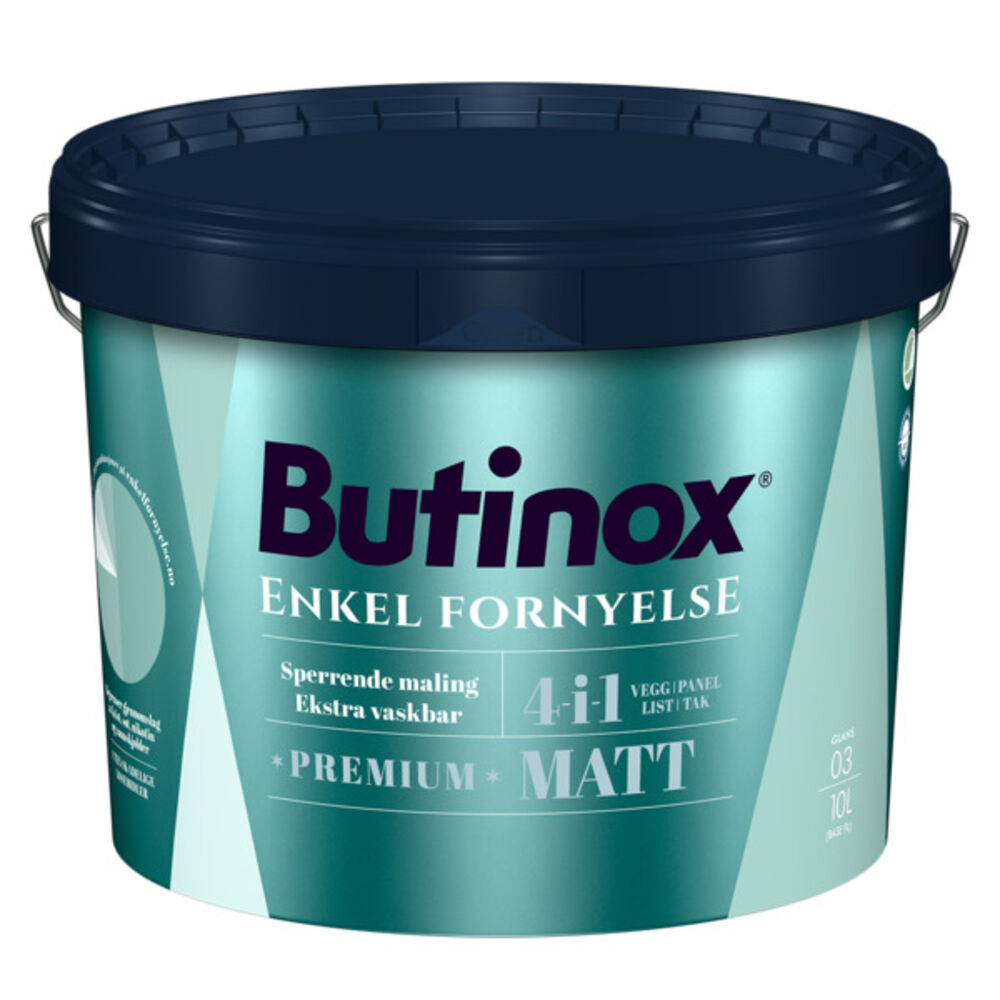 Butinox Alle Rom - Hvit base Matt 9 l