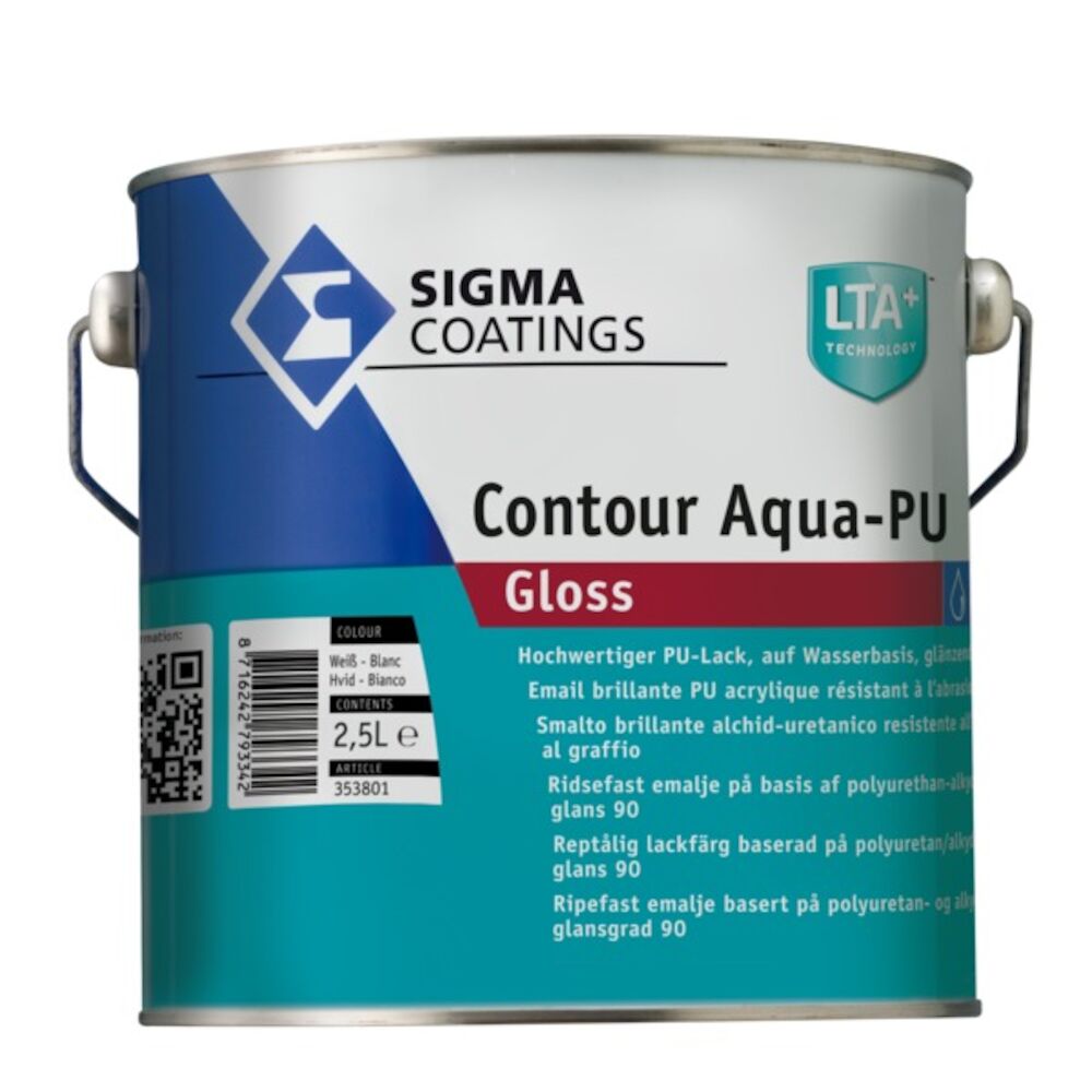 Sigma Contour Aq-Pu - Gloss Hvit 2,5 l