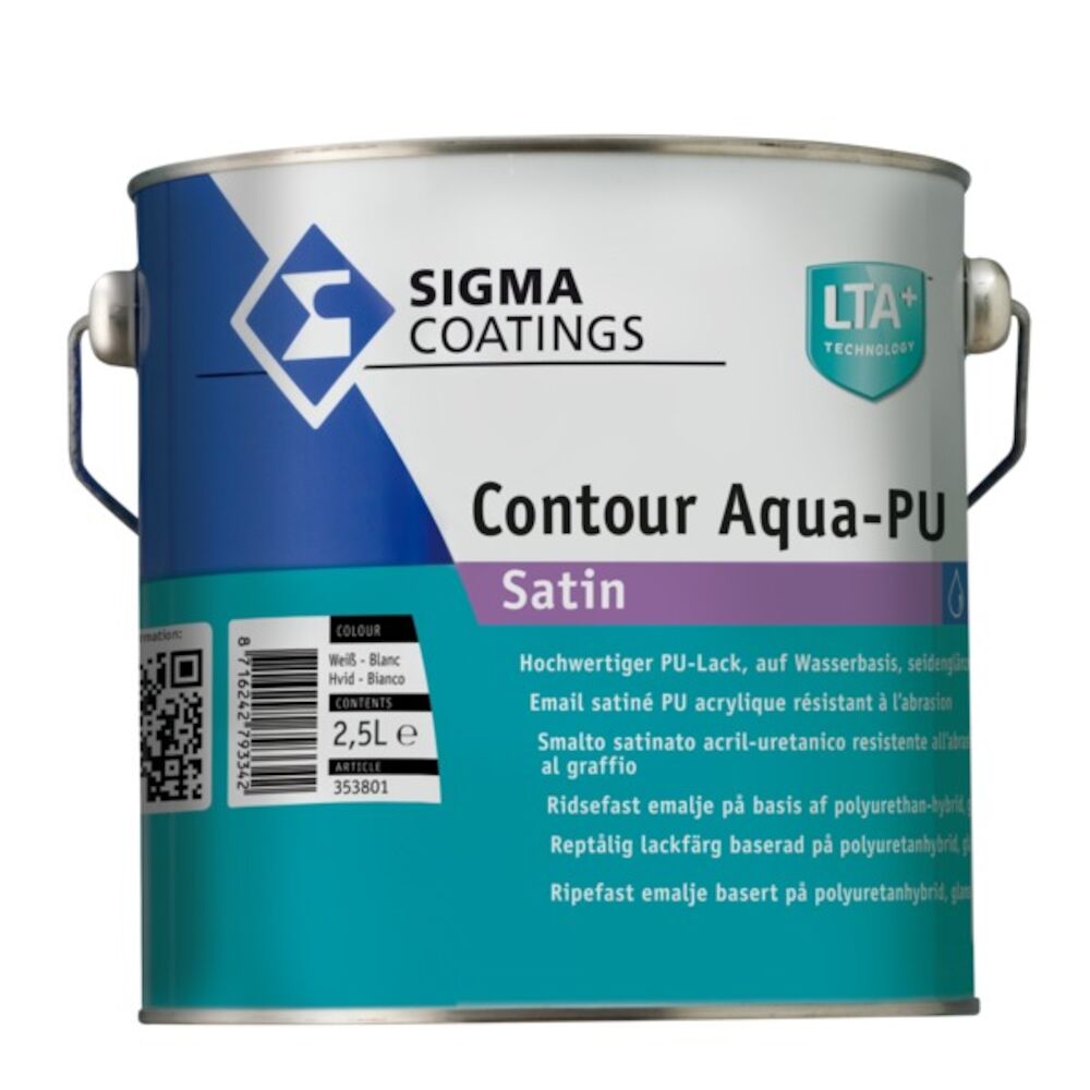 Sigma Contour Aq-Pu - Satin Hvit 2,5 l