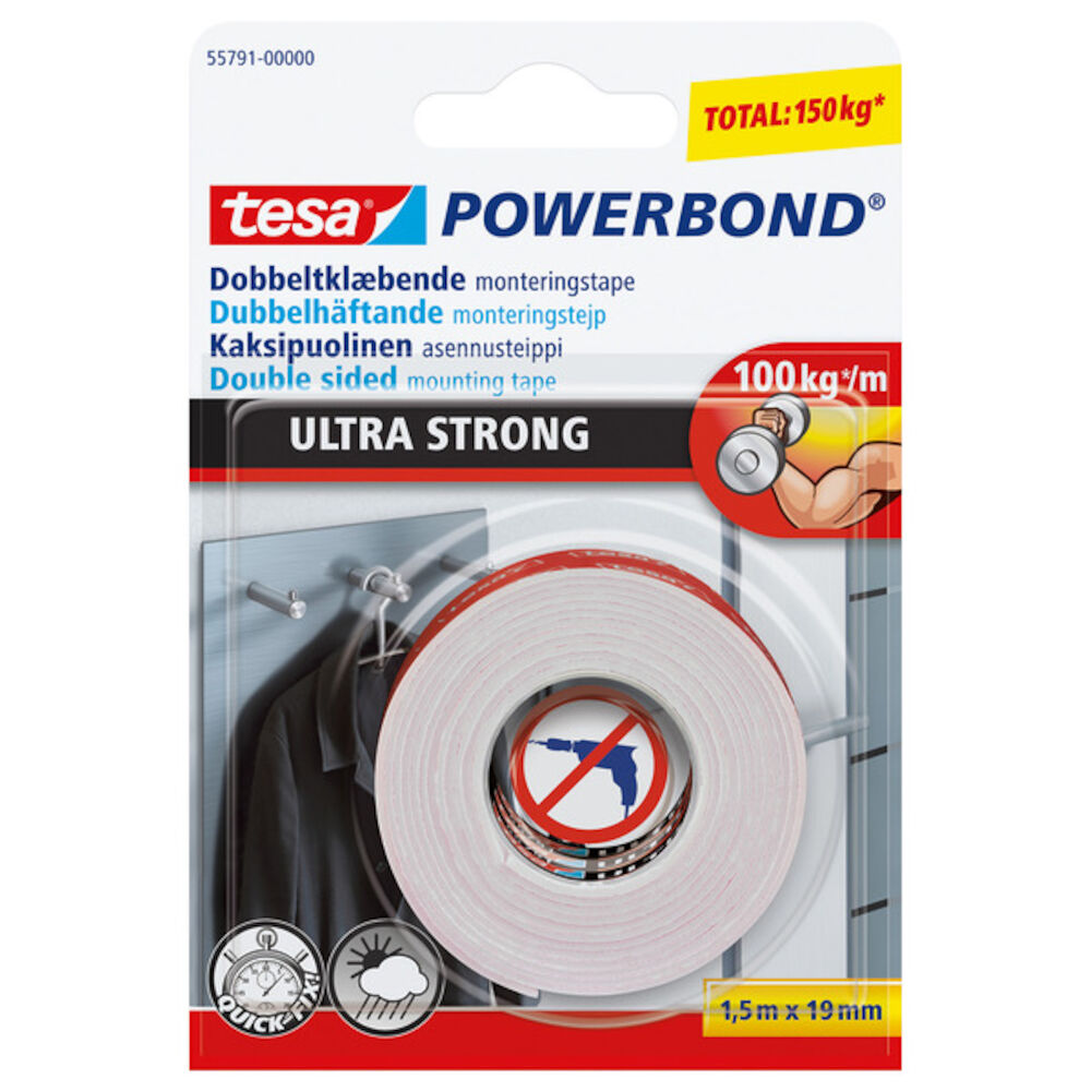Tesa Dobbelsidigtape Ultra Strong 19 mm x 1,5 m