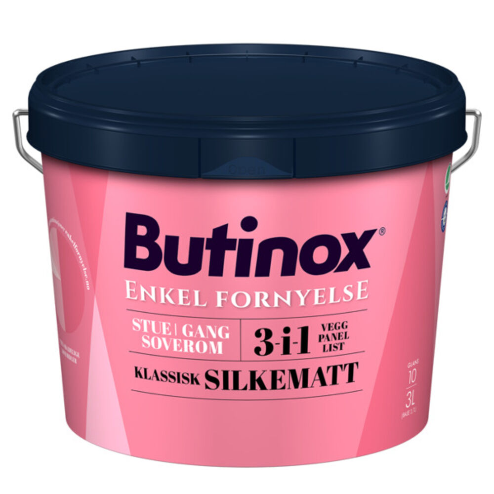 Butinox Stue Gang Soverom - Hvit base Halvmatt 2,7 l