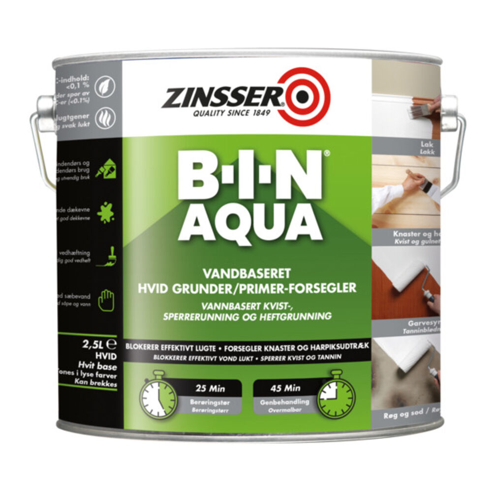Zinsser Bin Aqua Kvist- og Sperregrunn 2,5 l