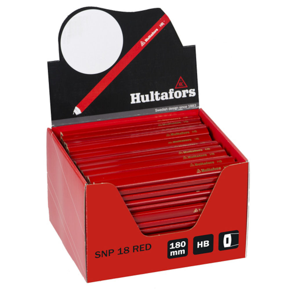 Hultafors Tømmermann Blyant Display - Rød 200 stk