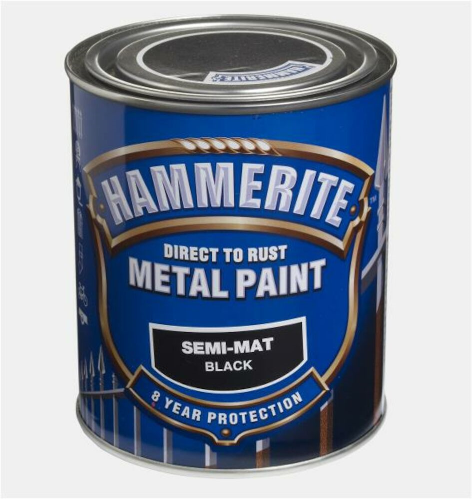 Hammerite Semi Matt Rustmaling Sort 750 ml Mal Proff
