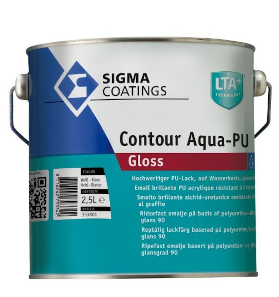 Sigma Contour Aq-Pu - Gloss Hvit 2,5 l