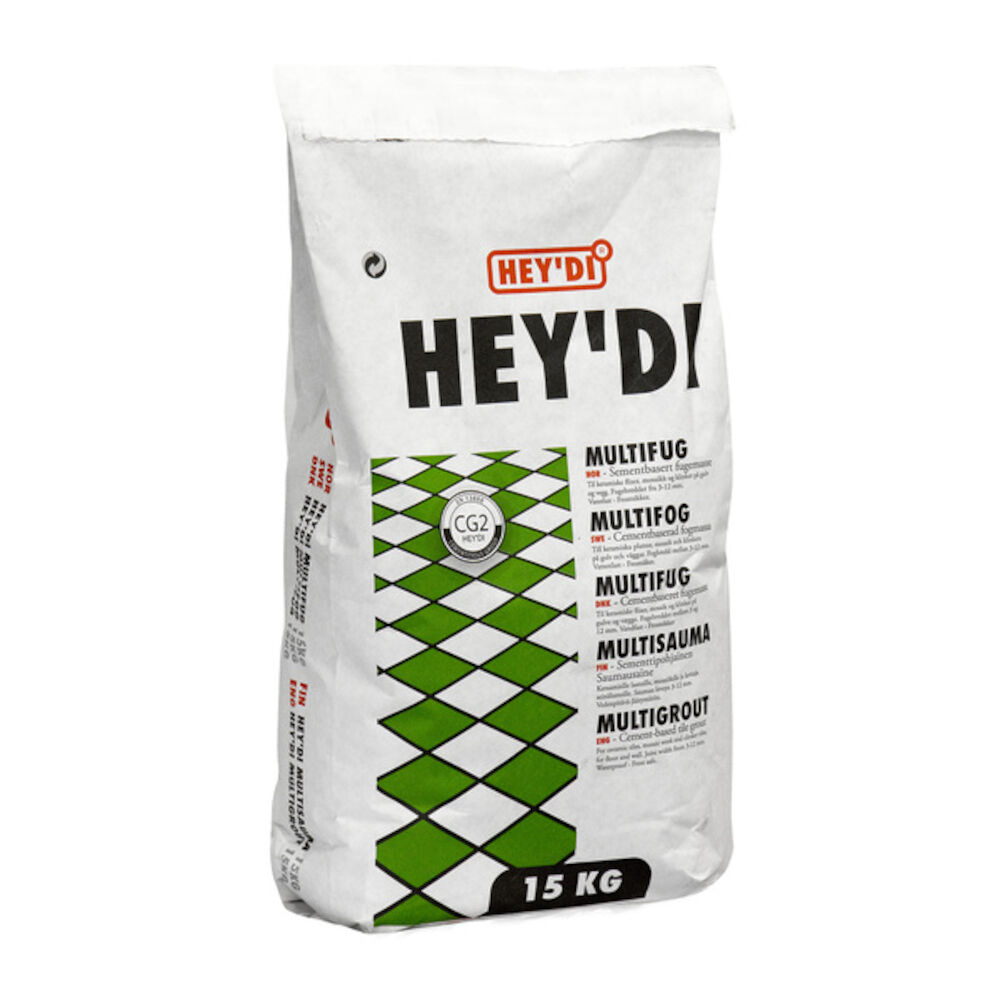 Heydi Fugemasse Multifug Grå 15 kg