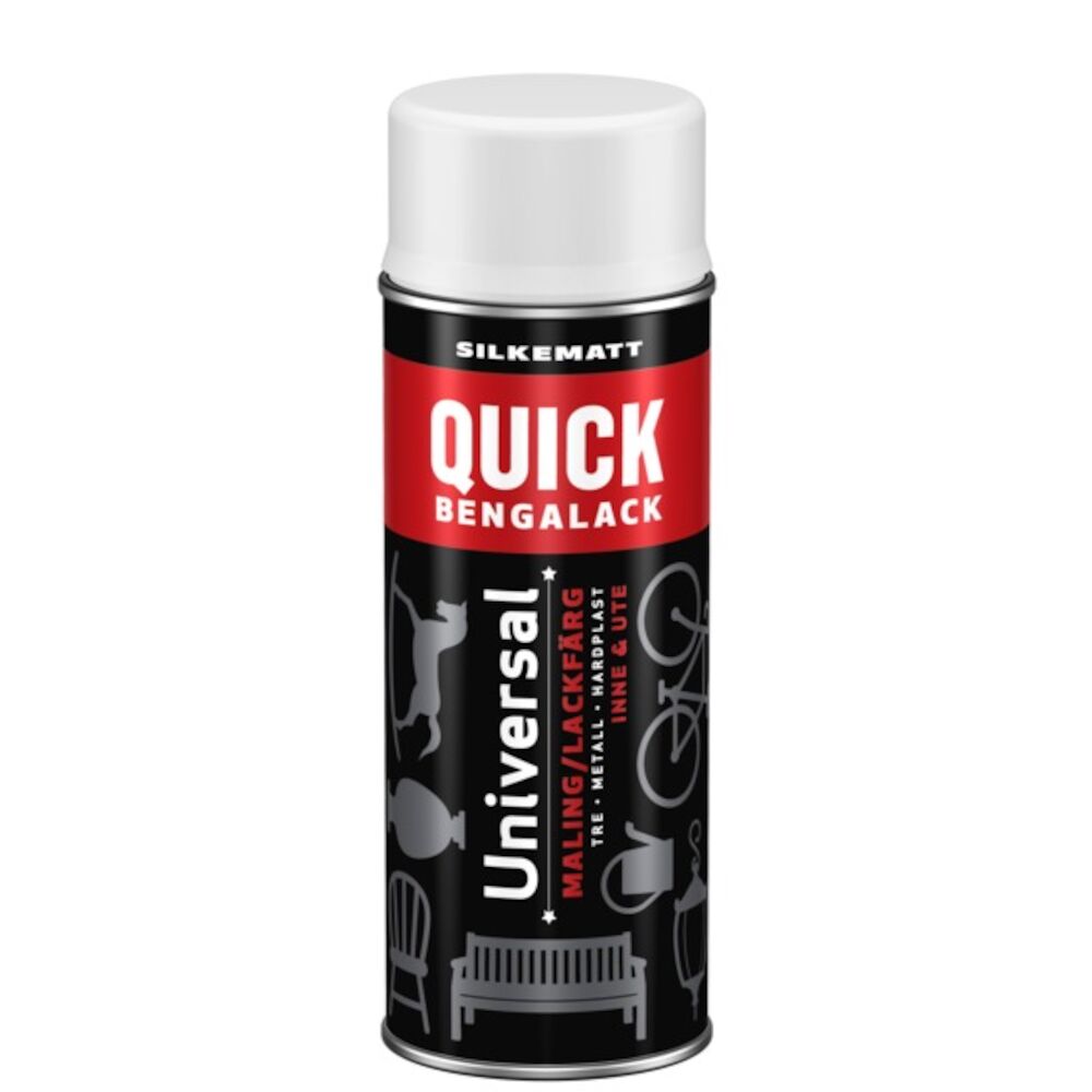 Quick Bengalack Spray Klassisk Hvit Silkematt 400ml