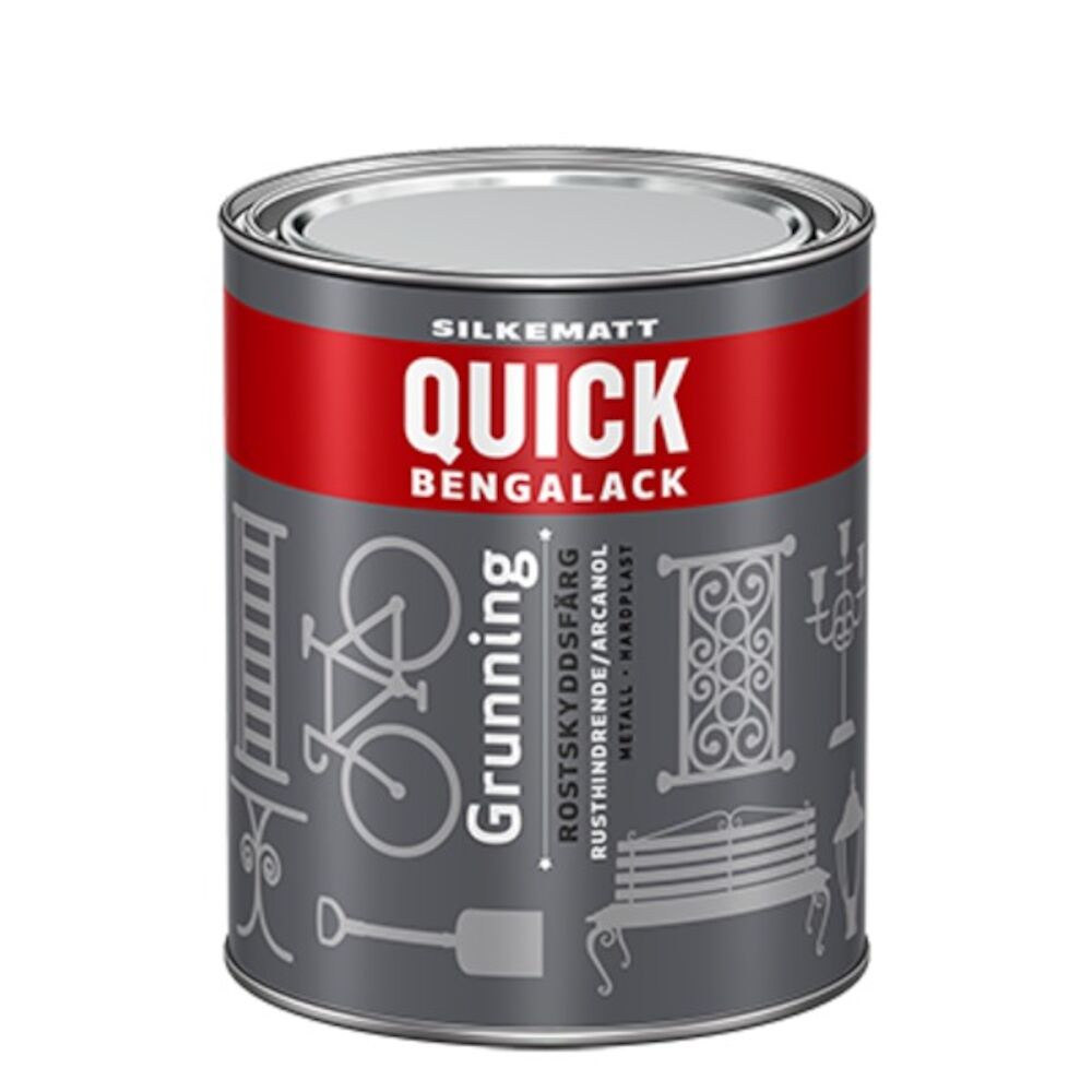 Quick Bengalack Grunning Silkematt Grå 0,75 l