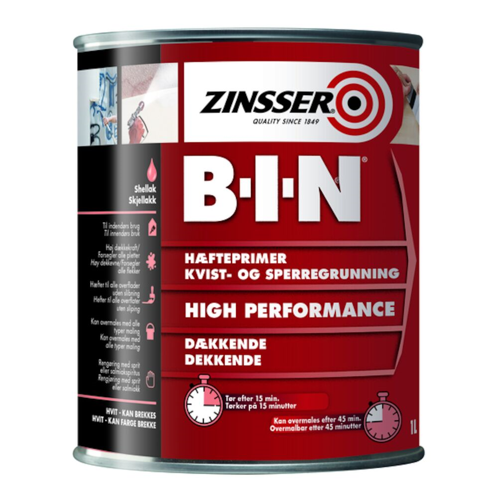 Zinsser Bin Kvist og Sperregrunn 1 l Mal Proff
