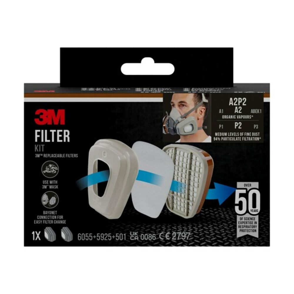 3M Halvmaske filter 6002CR FFA2P2D