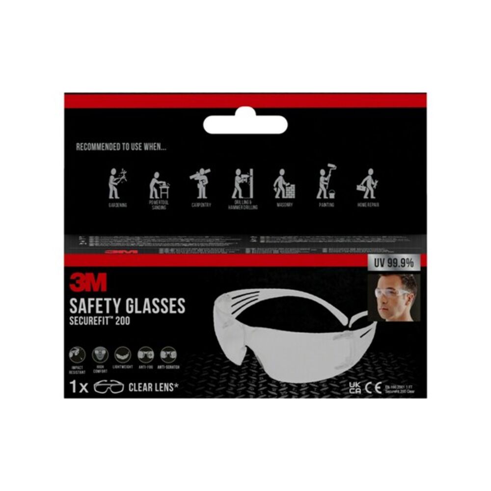 3M Vernebrille Securefit Klar - 200CC1
