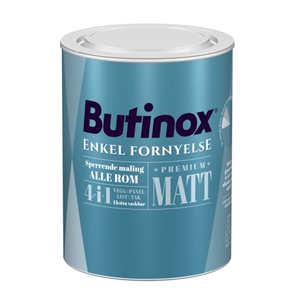 Butinox Alle Rom - Hvit base Matt 0,68 l