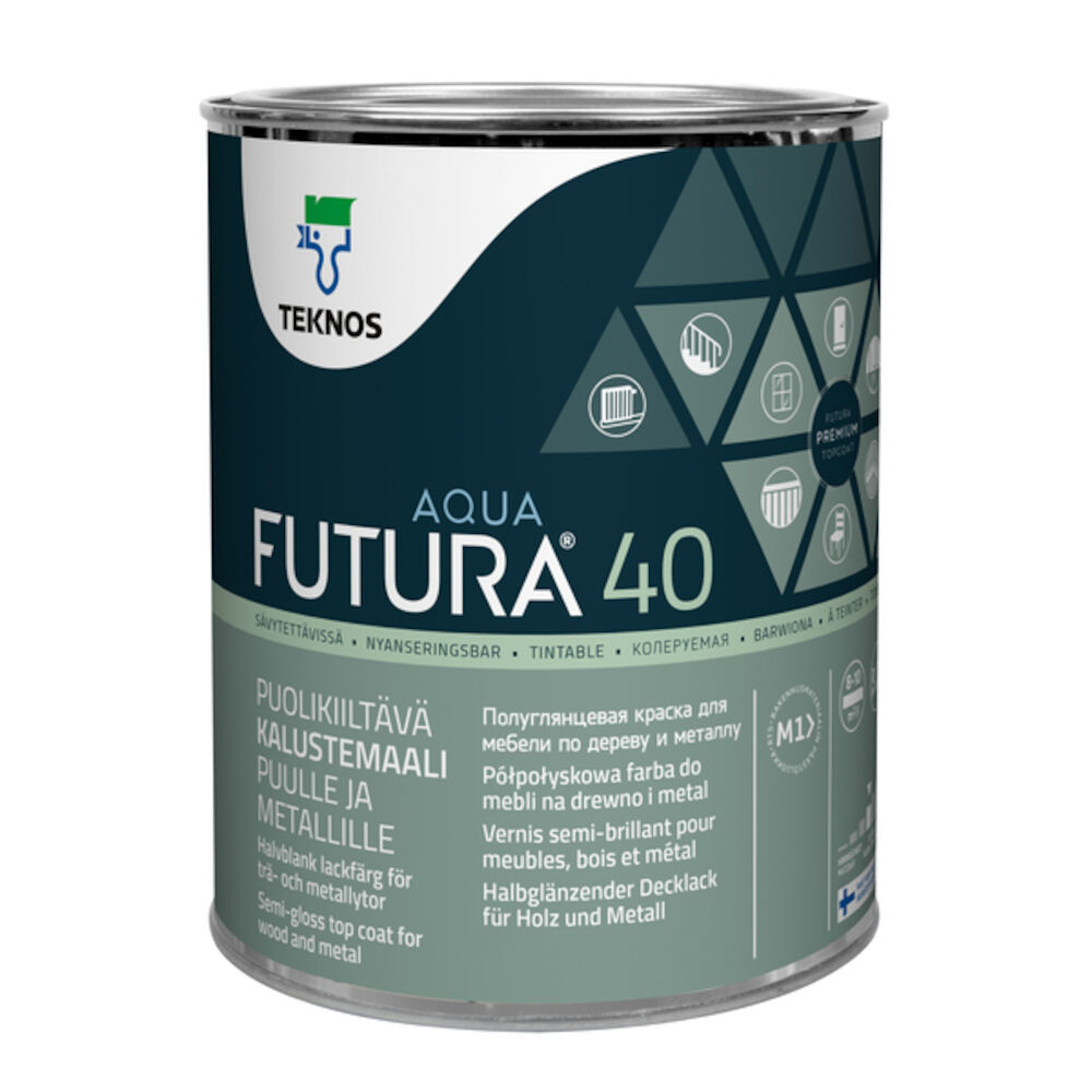 Teknos Futura Aqua - Base 1 Halvblank 9 l