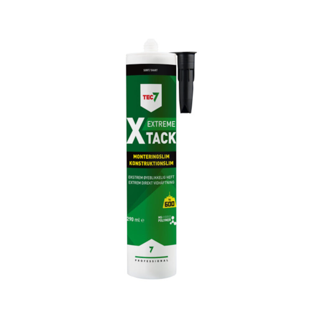 Tec7 X-Tack Monteringslim Sort 290ml - Mal Proff